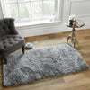 Shaggy Floor Rug Large Plain Soft Sparkle Mat Thick 5cm Pile Silver Grey