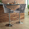 360° Swivel Grey Velvet Bar Stool Gas Lift w/Lion Head Door Knocker &Tufted Back