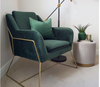 Vintage Danish Armchair Modern Room Seat Velvet Fabric Chair Retro Metal Lounge