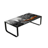 Tempered Glass Coffee Table with Metal Frame Side End Table Modern Living Room