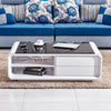 White High Gloss Coffee Table 8MM Tempered Glass 2 Drawers Storage Living Room