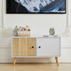 Scandinavian Wood TV Stand Vintage Media Unit Small Storage Cabinet with 2 Doors