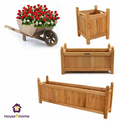 Wooden Garden Planters Flower Plant Pot Window Box Raised Bed Basket Rectangular