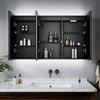 LED Bathroom Mirror Cabinet with Demister Socket 3 Colour Lights Black Cuoboard