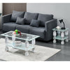 Rectangle Glass Coffee Table with Stroage Modern Living Room Furniture Chrome