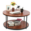Industrial 2 Tier Round Coffee Tea Table Side End Living Room Storage Shelf Unit
