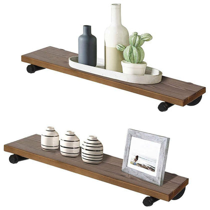 2pc Industrial Iron Pipe Shelf Wall Mounted Storage Display Floating Bookcase UK