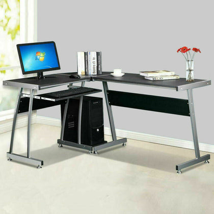 L-Shaped Computer Desk Corner Gaming Desk Home Office Table Study Workstation UK