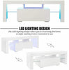130cm Modern TV Unit Cabinet Stand High Gloss Door and Matt Body LED Light White
