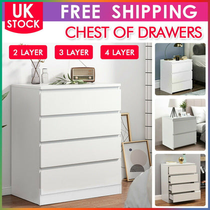 Modern Chest of Drawers 2/3/4 Bedside Table Cabinet Nightstand Bedroom Wardrobe