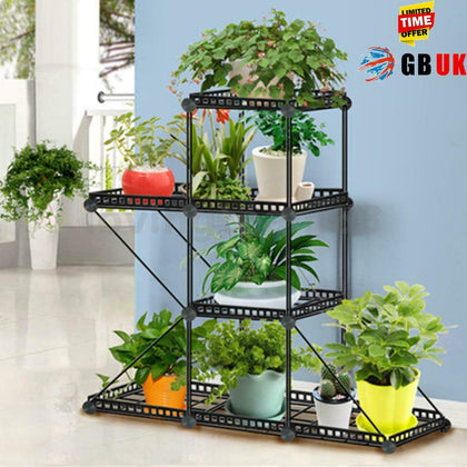 DIY Multi Tier Iron Flower Rack Plant Pot Stand Shelves Bonsai Display