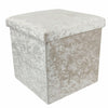 Crushed Velvet Bedroom Ottoman Foot Stool Cube Storage Box Seat Bin Bed Rest