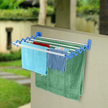 Aluminium Wall Mounted Extendable Folding Laundry Clothes Airer Dryer Rack