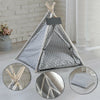 Dog Kennel House Foldable Pet Tent Pyramid Cat Puppy Kitten Shelter Playpen Grey