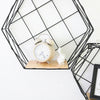 Pack 2 Vintage Industrial Wall Shelf Metal Wire Wood Rack Storage Display Unit