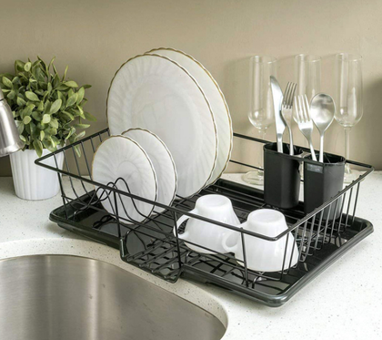 Large Dish Bowls Drainer Cutlery Draining Holder Plate Rack Tray Kitchen Sink UK