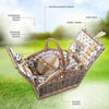4 Person Luxury Wicker Basket Outdoor Picnic Hamper Set with Rug/Blanket Willow