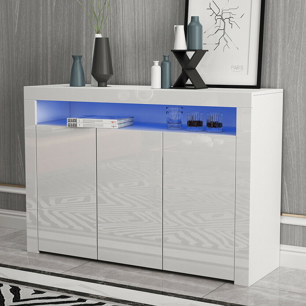 Living Room Set -TV Unit High Display Cabinet 2/3 Door Cupboard Sideboard White