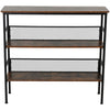 3-Tier Industrial Style Storage Display Shelf Metal Frame Adjustable Feet Brown