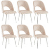 Velvet Dining Chairs Set of 6 Upholstered Seat Accent Chair Kitchen Chairs Beige