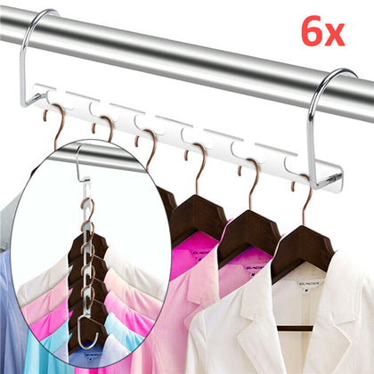 6x Space Saver Saving Wonder Metal Magic Hanger Clothes Closet Organize Hook New