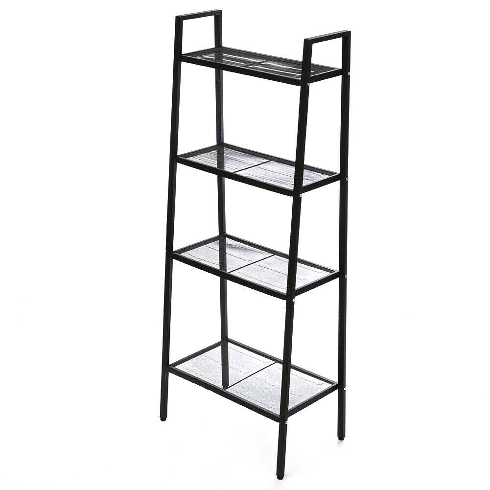 Industrial Style Ladder Bookcase Storage Shelf 4 Tier Display Stands Living Room