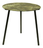 40cm Glass Round Side Table Leafy Floral Print Tray Top 3 Metal Leg Coffee Table