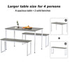 Kitchen Dining Table and 2 Bench Set Garden Bench Sturdy Metal Frame Industrial