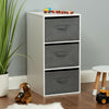 White 3 Cube Kids Bedroom/Playroom Shelving Unit & Fabric Storage Boxes