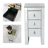 2PCS Glass Mirrored Bedside Tables Crystal Bedroom Side Drawer Storage Cabinet