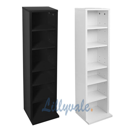 DVD Storage Tower Rack CD unit shelf organizer archieve wood black White