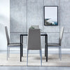 4× Grey Faux Leather Dining Chairs Metal Legs High Back Kitchen Dinning Room UK
