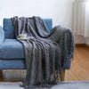 100% Acrylic Knit Throw Blanket Warm Decor Blanket with Tassels for Couch Bed