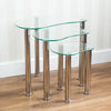 Nest Of Tables  Cara Luna Neptune 3 Set Unit Glass Stainless Steel Side End