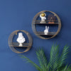 Vintage Round Shelves Metal Wall Shelf Unit Display Storage Rack Cabinet Gold UK