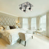 Metal 4 Way Adjustable LED Ceiling Light Spotlight Fitting Kitchen Bar Lighting