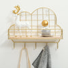 Metal Wire Shelf With Hooks Wall Mounted Hallway Storage Rack Clothes Hanger