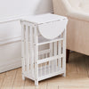 Drop Leaf Table Foldable Magazines Rack Shelf Sofa Side End Storage Stand White