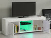 Modern White TV Cabinet Stand Unit 2 Doors Sideboard with LED Lights Living Room