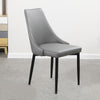 2 x Dining Chairs Grey Faux Leather Black Legs Dinner Table Kitchen Furniture