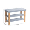 3 Tier Bamboo Bench Hallway Shoe Rack Storage Organiser Holder, Grey