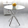 Modern Kitchen Dining Room Table Round Glass Top With Chrome Legs Office Cafe