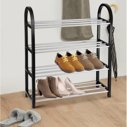 4 Tier 8 Pairs Shoe Rack Stand Storage Self Organiser Lightweight Compact Space