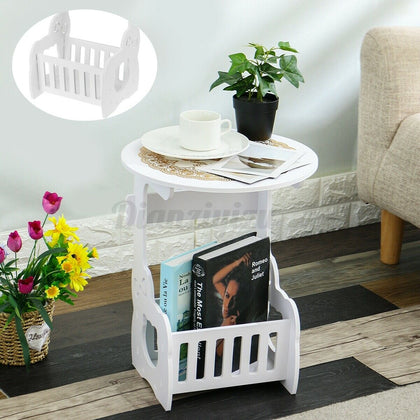 Round Small Side Table Beside Coffee Sofa End Desk Lamp Stand Plant Storage Rack