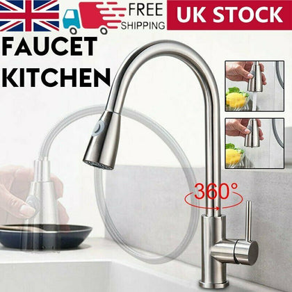 Kitchen Modern Sink Mixer Taps Pull Out Single Lever Chrome Brass Spray Mono Tap