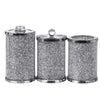 Crushed Diamond Crystal Jar Silver Soap Bottle Bling Sparkle Bathroom Holder set