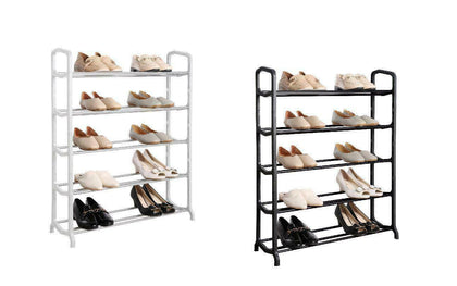 5 Tier Shoe Stand Storage Organiser Rack Lightweight Compact Shelf Space Save