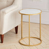 Round Coffee Table Sofa Side Table Marble Effect Top with Metal Leg Furniture