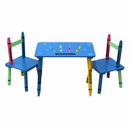 NEW! Childrens Wooden Crayon Table and Chairs Set Kids Room Furniture