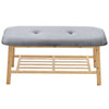 2 Tier Wooden Shoe Rack Storage Bench Bed End Stool Velvet Fabric Padded Seat